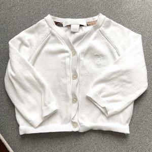 Burberry White Cotton Cardigan 6M